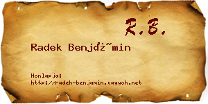 Radek Benjámin névjegykártya